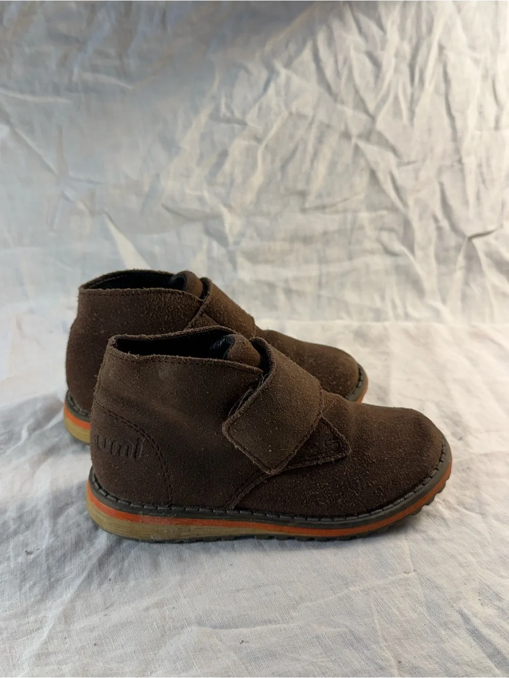 Umi Brown Suede Kids Boots with Velcro Strap